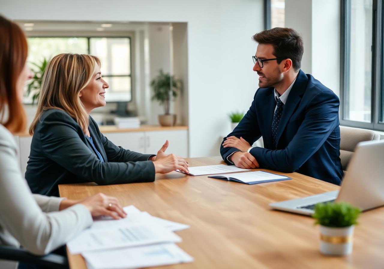 Financial advisor meeting with clients